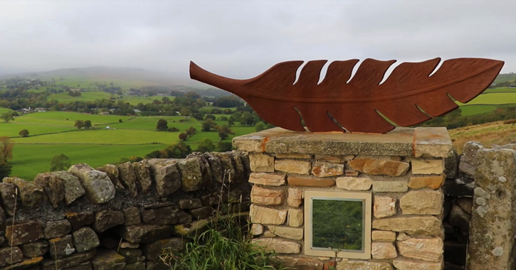 Air 'the feather' artwork overlooking Middleton-in-Teesdale, County Durham